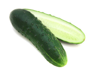 Cucumbers on the white background