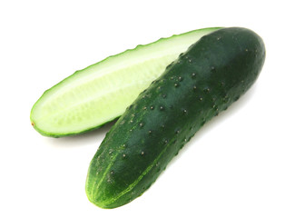 Cucumbers on the white background