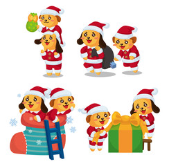 Obraz na płótnie Canvas cute cartoon Christmas Holiday,animal santa,