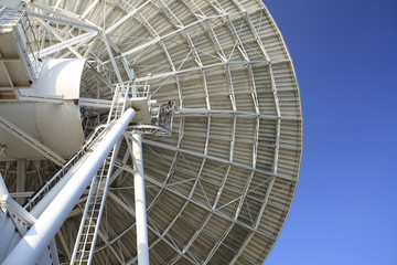 Radar dish with blue sky