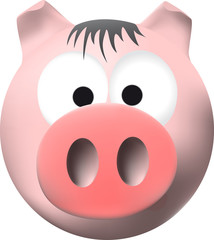 Pink pig with big snout