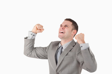 Businessman with his fists up