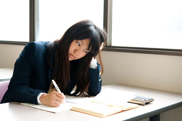 asian high schoolgirl in the classroom