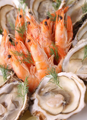 crevettes et huitres