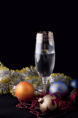 Wine in glasses on dark background
