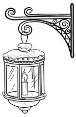 Antique lantern, contour