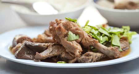 Duck stewed in the gravy