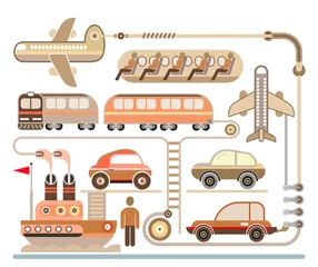 Gordijnen Travel & Transport - vector illustration ©  danjazzia