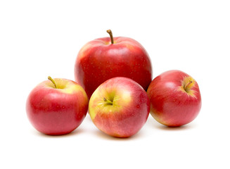 four red apple on white background