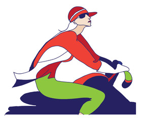 Еhe young girls - riders in bright clothes