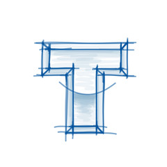 Blueprint font sketch - letter T - marker drawing