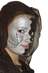 portrait of a girl disguised and masked