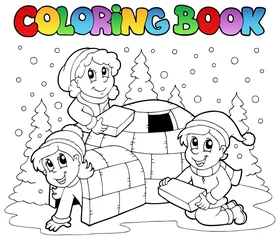 Printed kitchen splashbacks For kids Coloring book winter scene 1