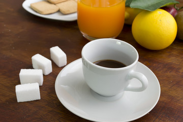 espresso and fruits