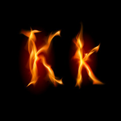 Fiery font. Letter K