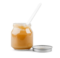 Baby puree with spoon
