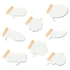 Set of notepaper speech bubbles