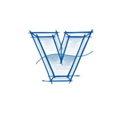 Blueprint font sketch - letter v - marker drawing