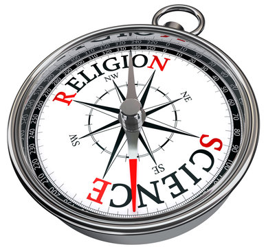 Science Versus Religion Concept Compass