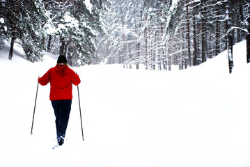 Skiing in the snowfall