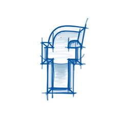 Blueprint font sketch - letter f - marker drawing