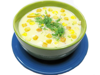 yellow cream soup with vegetables
