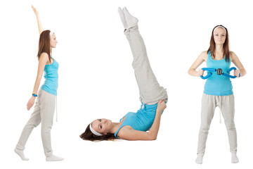 girl does exercises