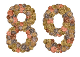 Numbers 0 and 1 made of Euro coins