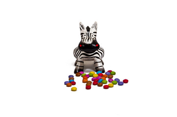 Zebra mit Schokopillen