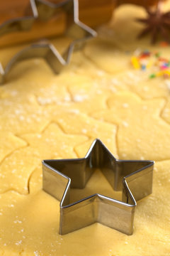 Star-shaped Cookie Cutter On Dough