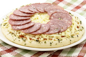 raw italian salami pizza