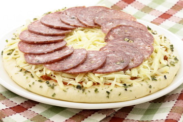 raw italian salami pizza