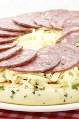 raw italian salami pizza