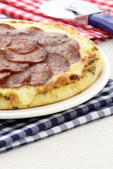salami and pepperoni pizza