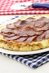 salami and pepperoni pizza