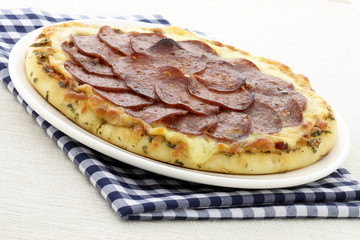 salami and pepperoni pizza