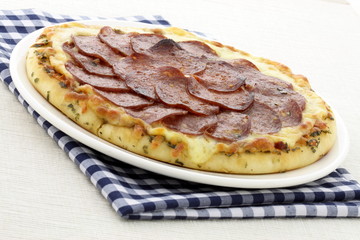 salami and pepperoni pizza