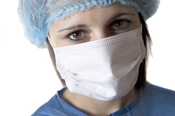 Portrait of serious young woman doctor