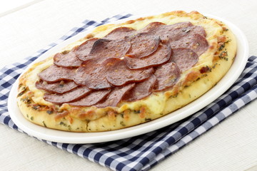 salami and pepperoni pizza