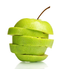 sliced green apple isolated on white