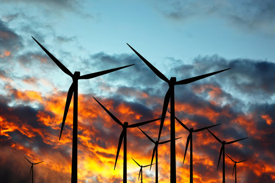 Wind power at sunset