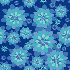 Fototapeta na wymiar Blue winter flowers seamless texture