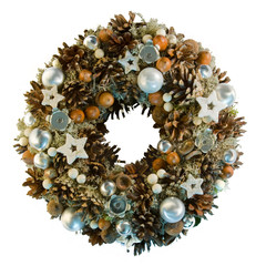 White Christmas wreath from natural materials