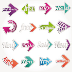 Colorful arrows collection of sale new labels stickers banners