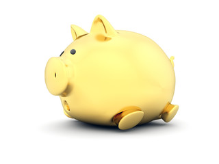 Prall gefülltes goldenes Sparschwein