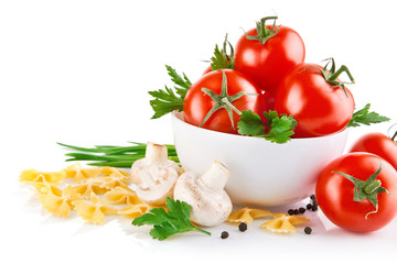 vegetarian food with tomato and champignons