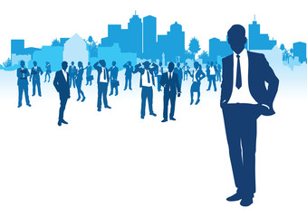 business people cityscape background