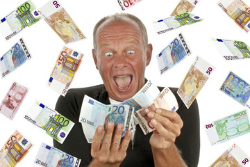 Man totally excited after winning the lotery