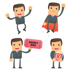 set of funny cartoon businessman