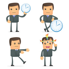 set of funny cartoon businessman